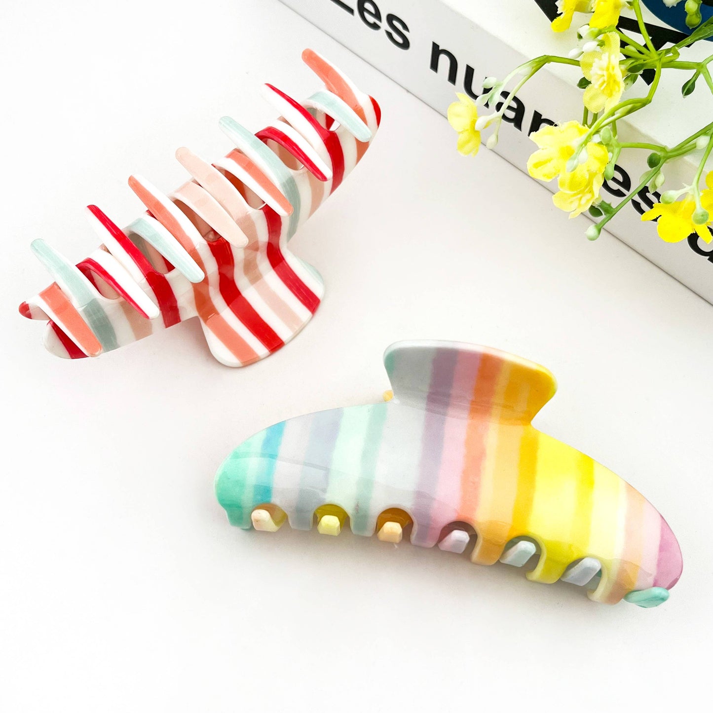 Colorful Striped Classic Hair Claw Clip