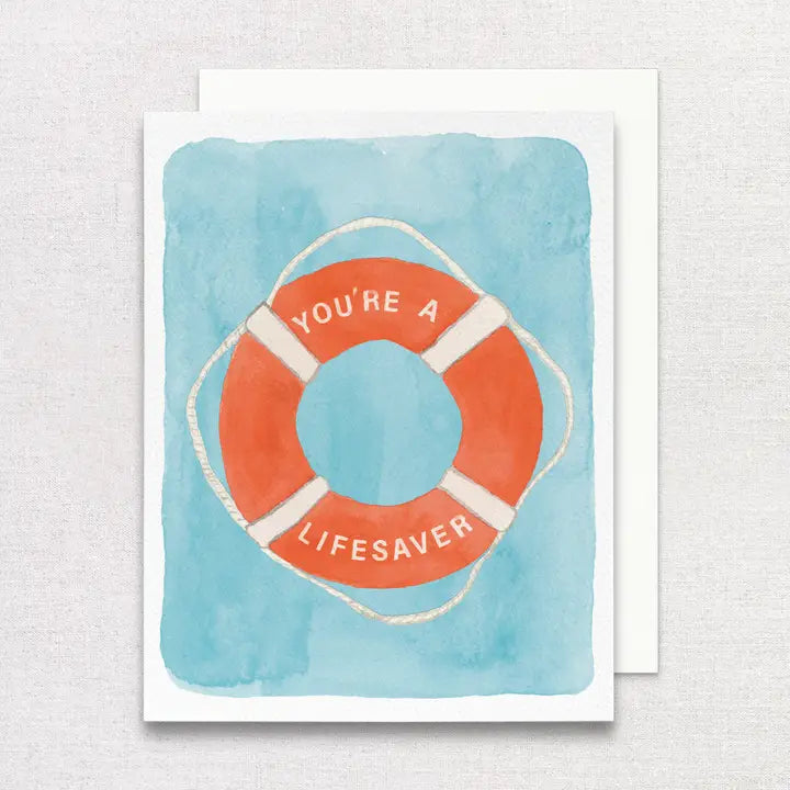 You're A Lifesaver Greeting Card | Coastal Thank You Card