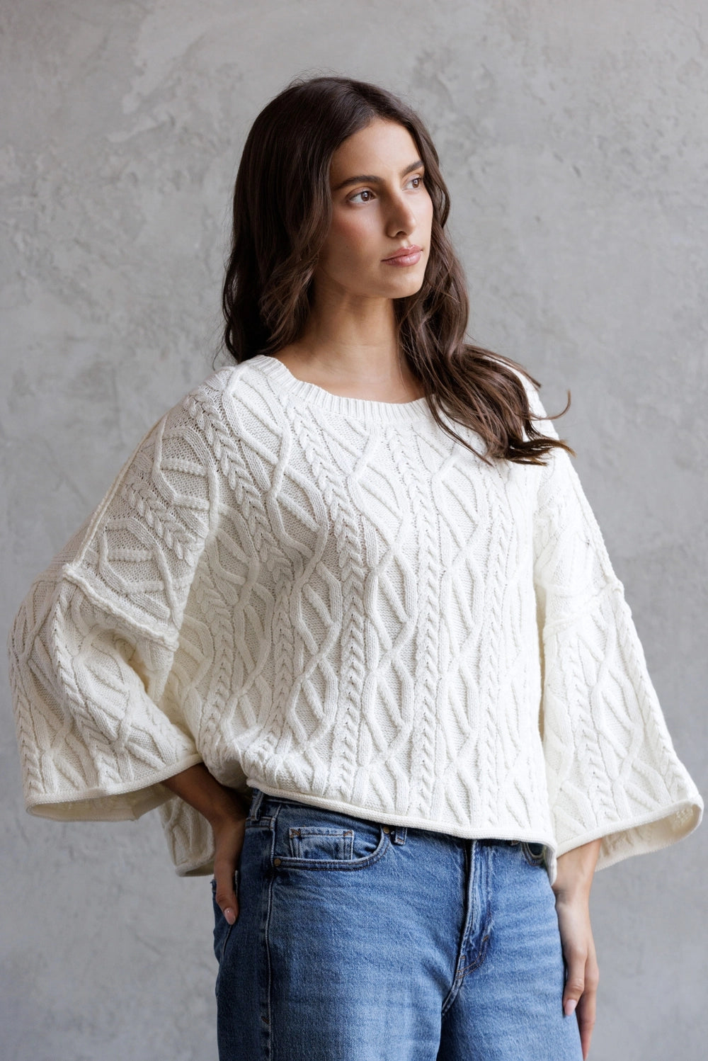 Cable Knit Cropped Sweater