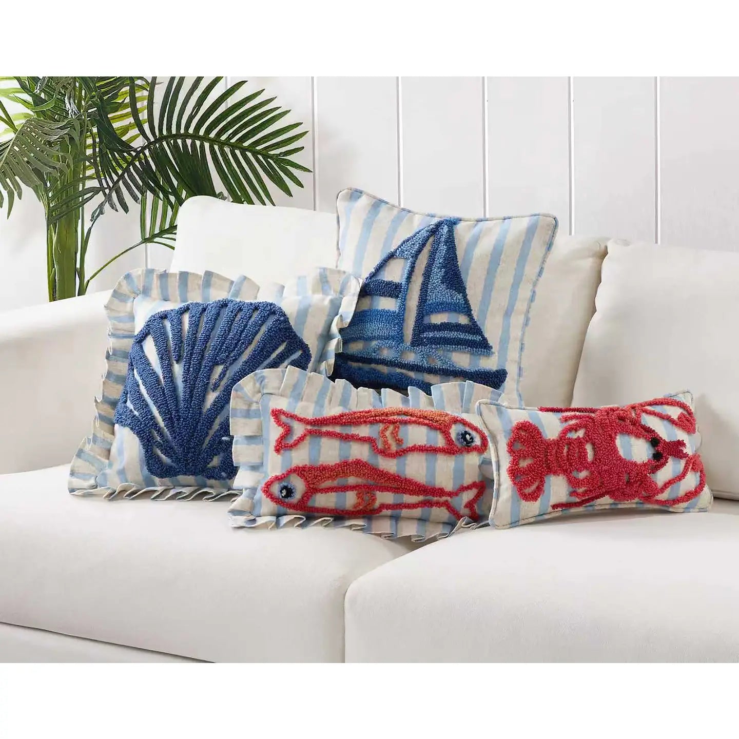 Coastal Lobster Tufted Hook Pillow