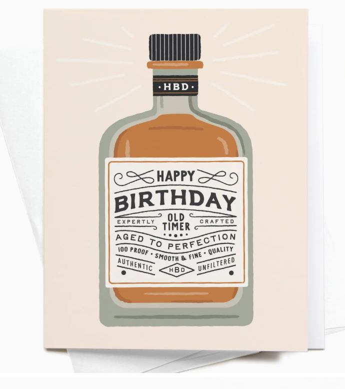 Happy Birthday Whiskey Bottle Greeting Card