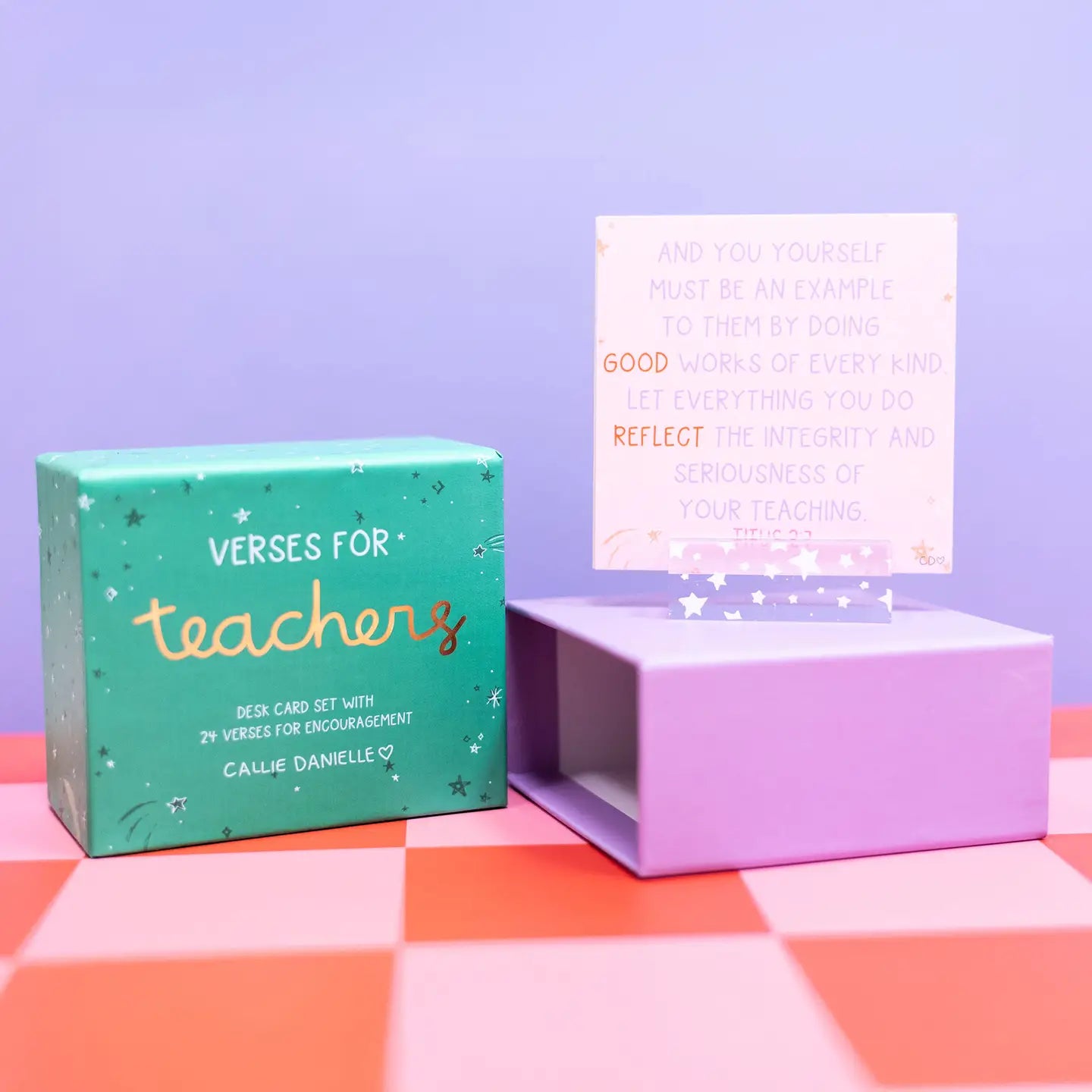 Verses For Teachers – Bible Verse Card Set + Display Stand
