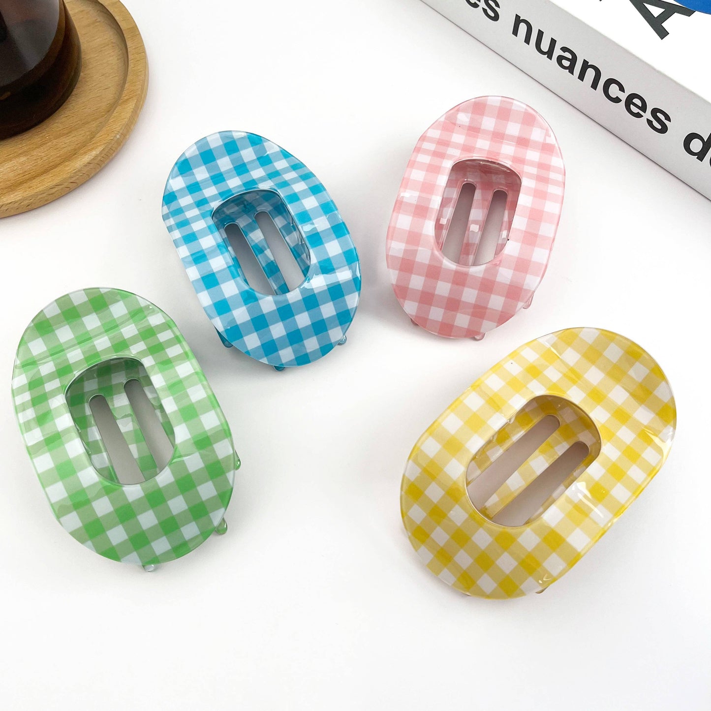 Acetate Gingham Large Claw Hair Clip