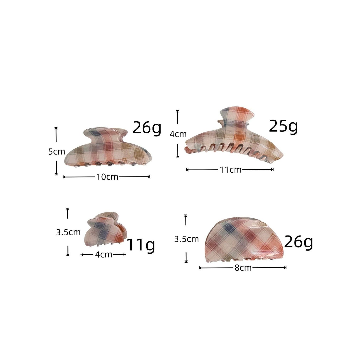 Vinatge Plaid Color Block Acrylic Hair Claws MK2PPM6W6HCP496