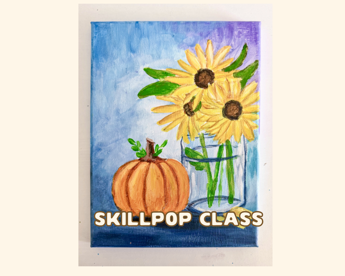 Fall Pumpkin & Sunflowers Painting