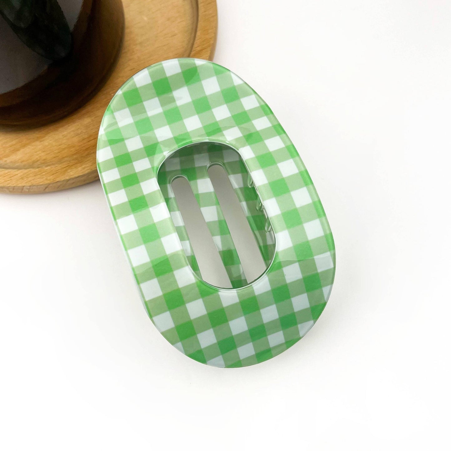 Acetate Gingham Large Claw Hair Clip