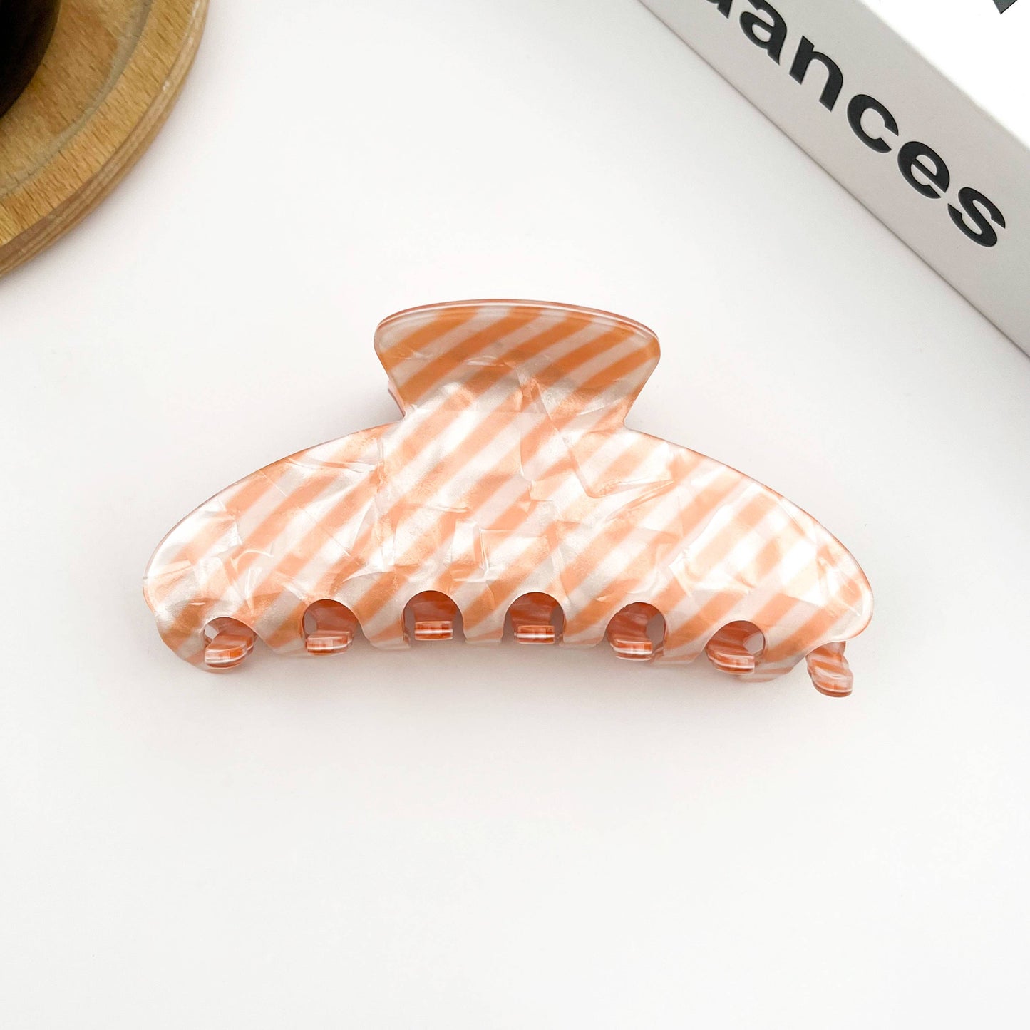 Classic Striped Oval Hair Claw Clip