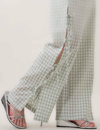 Bow Side Split Plaid Casual Pants MK2BLW6W1DPT38