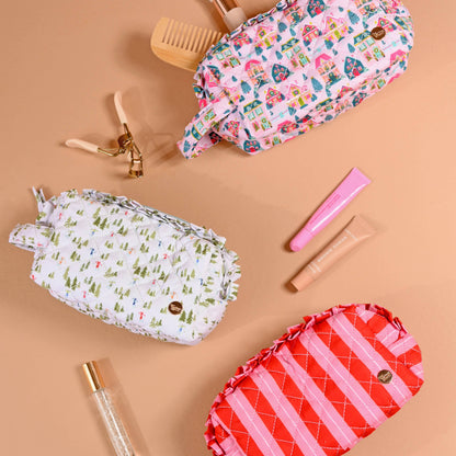 Essentials Quilted Cosmetic Pouch-Peppermint Stripes