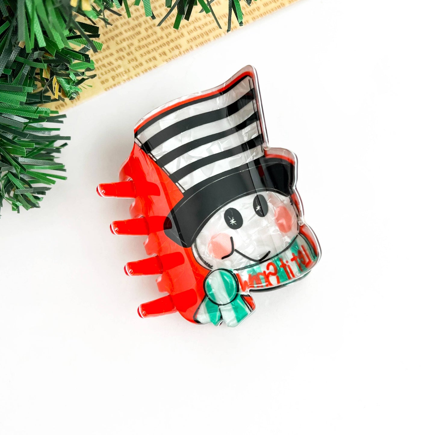 Christmas Cane Hair Claw Clip, Gingerbread Man Hair Clip
