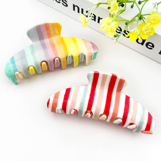 Colorful Striped Classic Hair Claw Clip