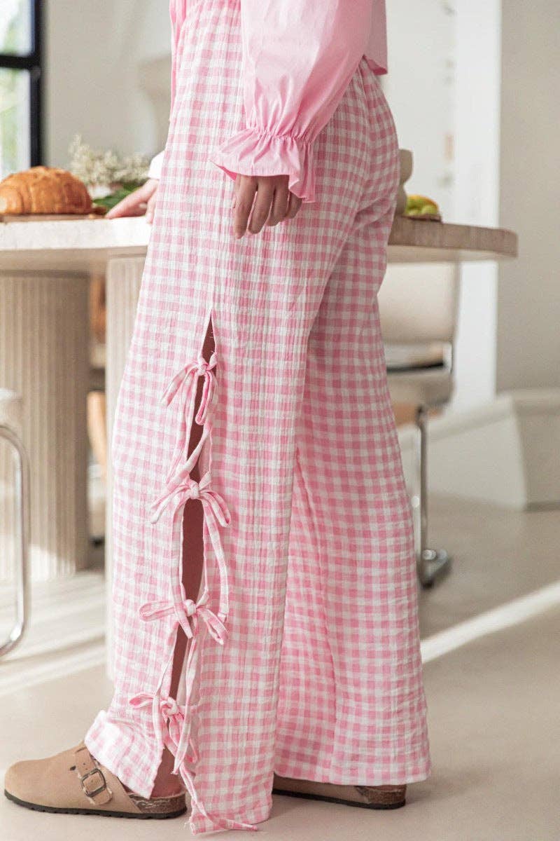 Bow Side Split Plaid Casual Pants MK2BLW6W1DPT38