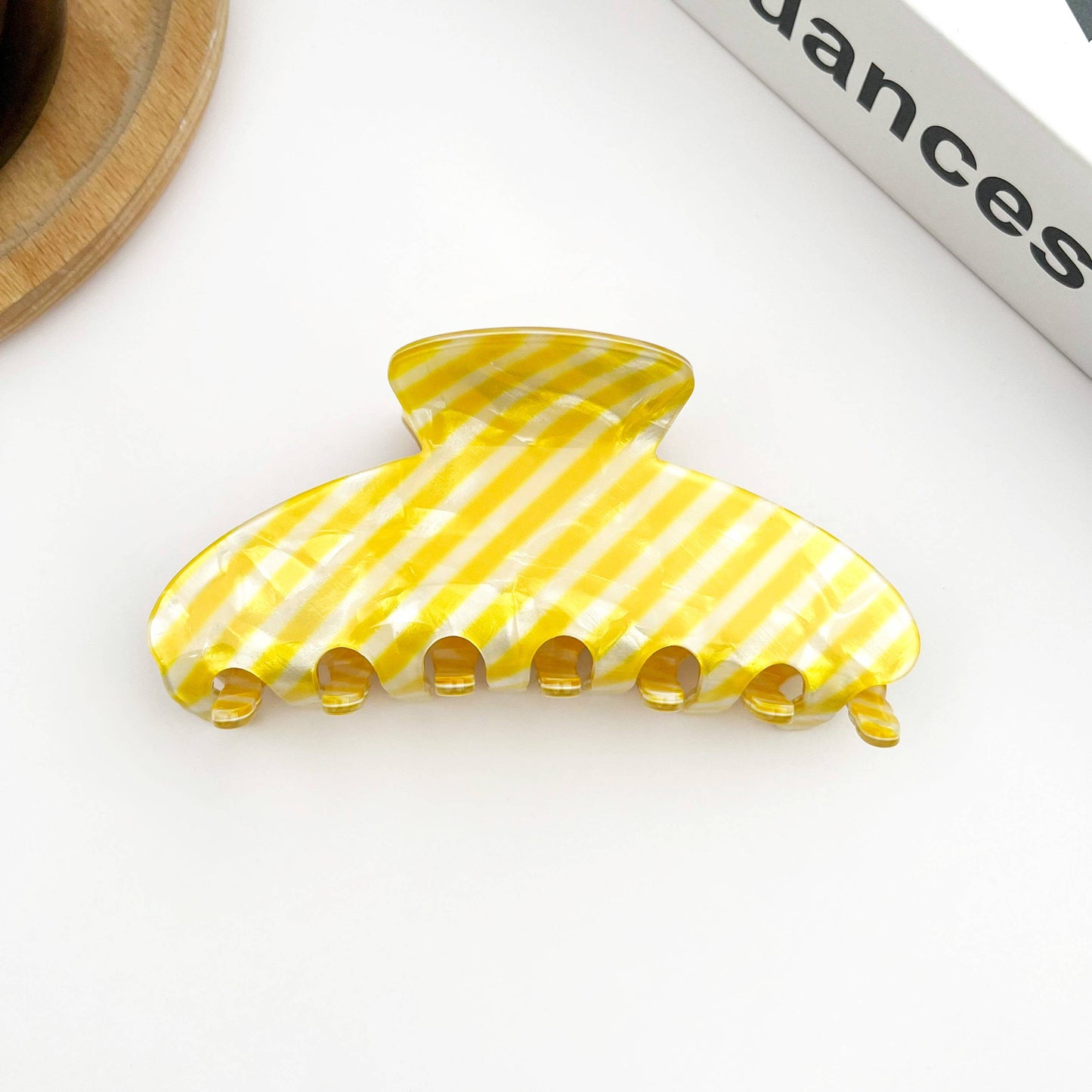 Classic Striped Oval Hair Claw Clip