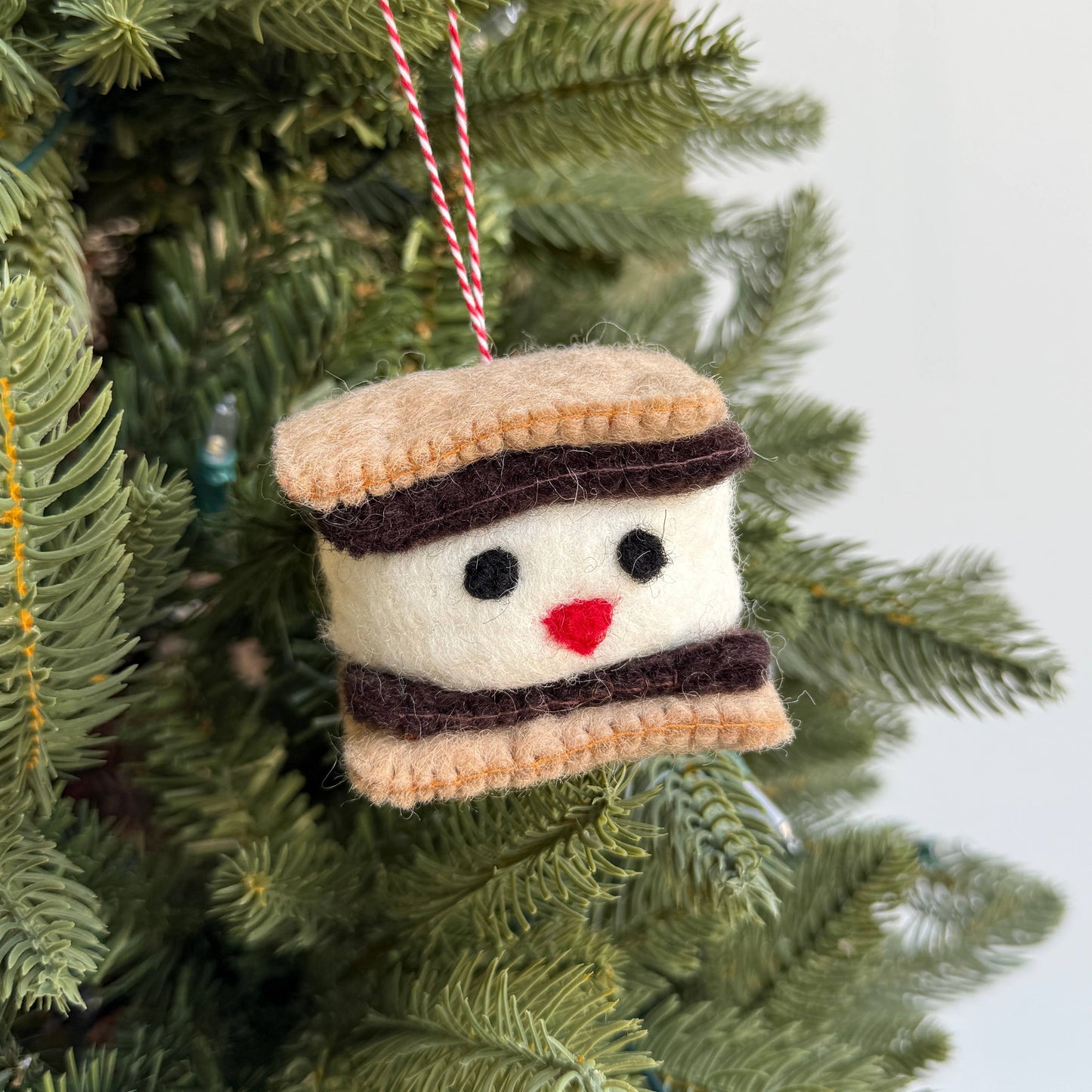 Smiling S'more Felt Wool Christmas Ornament