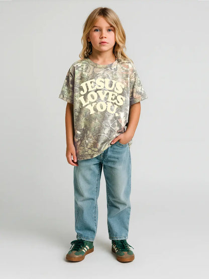 Jesus Loves You || Heavyweight Camo Tee || Oversized