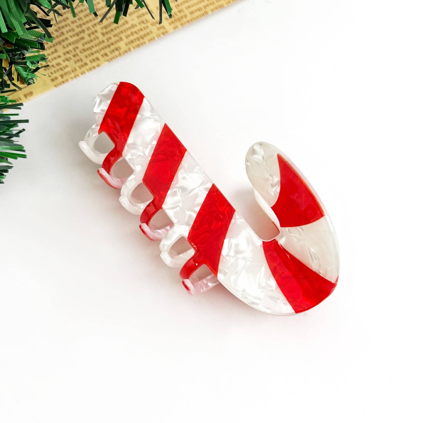 Christmas Cane Hair Claw Clip, Gingerbread Man Hair Clip