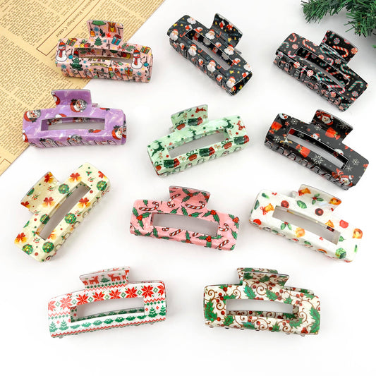 Christmas Series Rectangular Hair Claw Clips