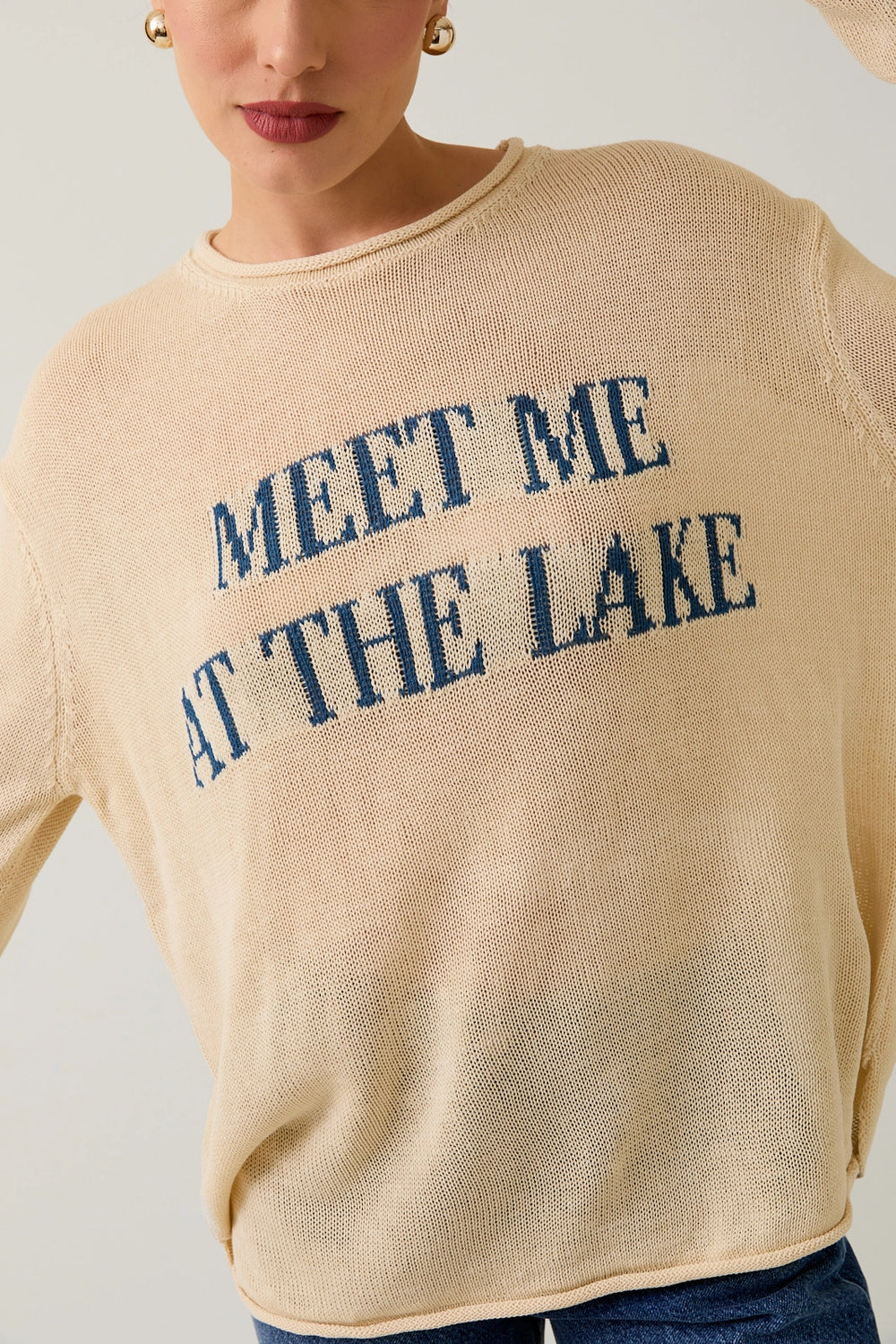 Round Neck "Meet Me At the Lake" Lt Weight Sweater