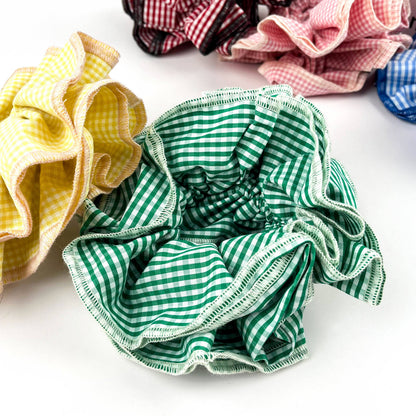 Diva Soap Retro Plaid Scrunchie – Double-Layered Two-Tone Hair Tie