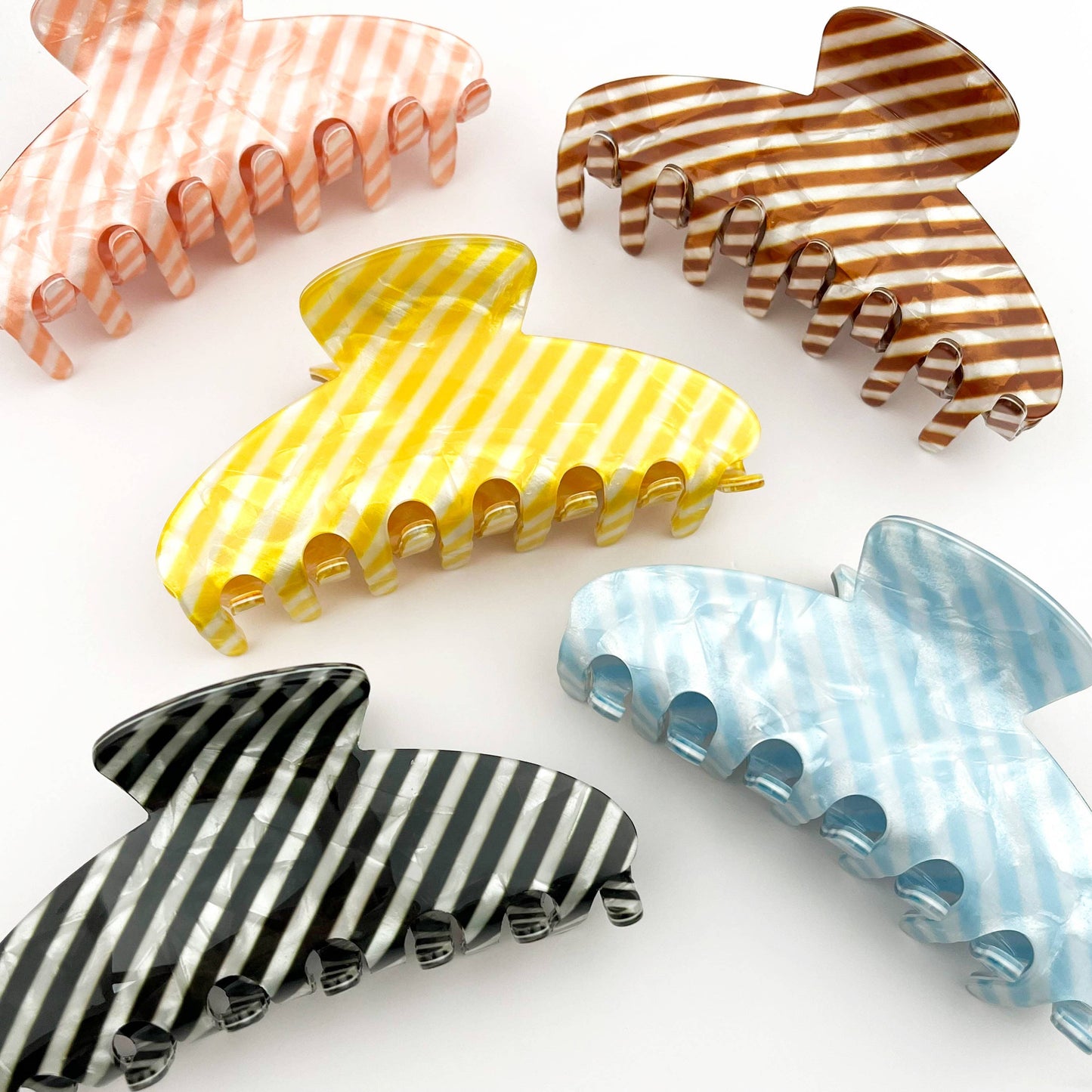 Classic Striped Oval Hair Claw Clip