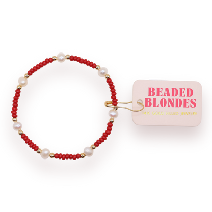 Crimson Red Pearl Bracelet