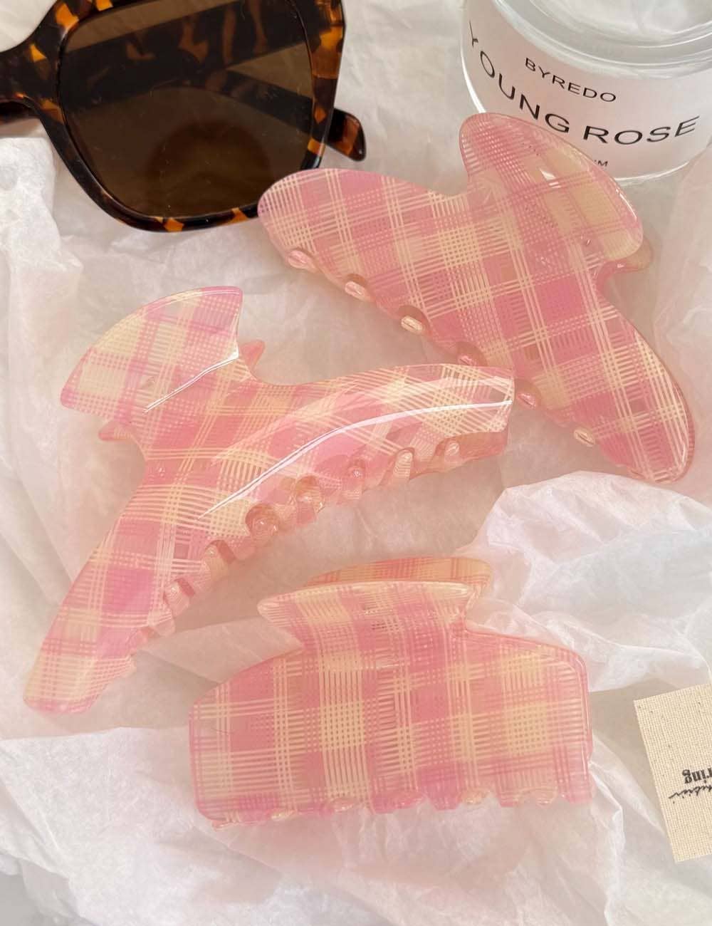 Fashion Color Contrast Plaid Acetate Hair Claws MK2PPM6W6HCP497