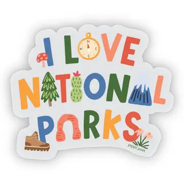 I Love National Parks Clear Decal Sticker