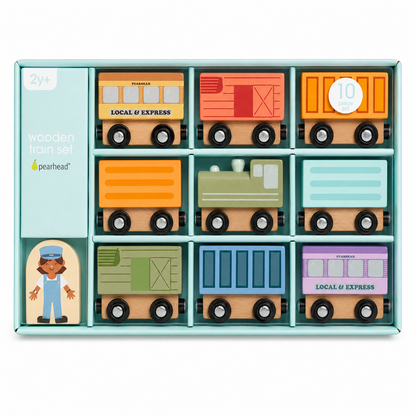 Wooden Train Montessori Play Set, 9-Piece Magnetic Trains