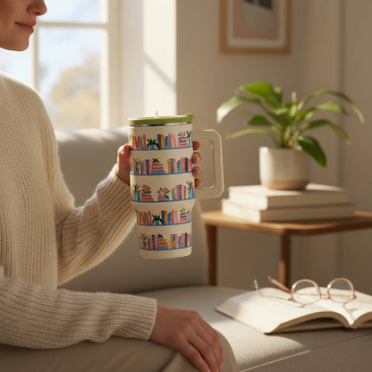 20 oz Lifestyle Flip Straw Tumbler–Book Shelfie