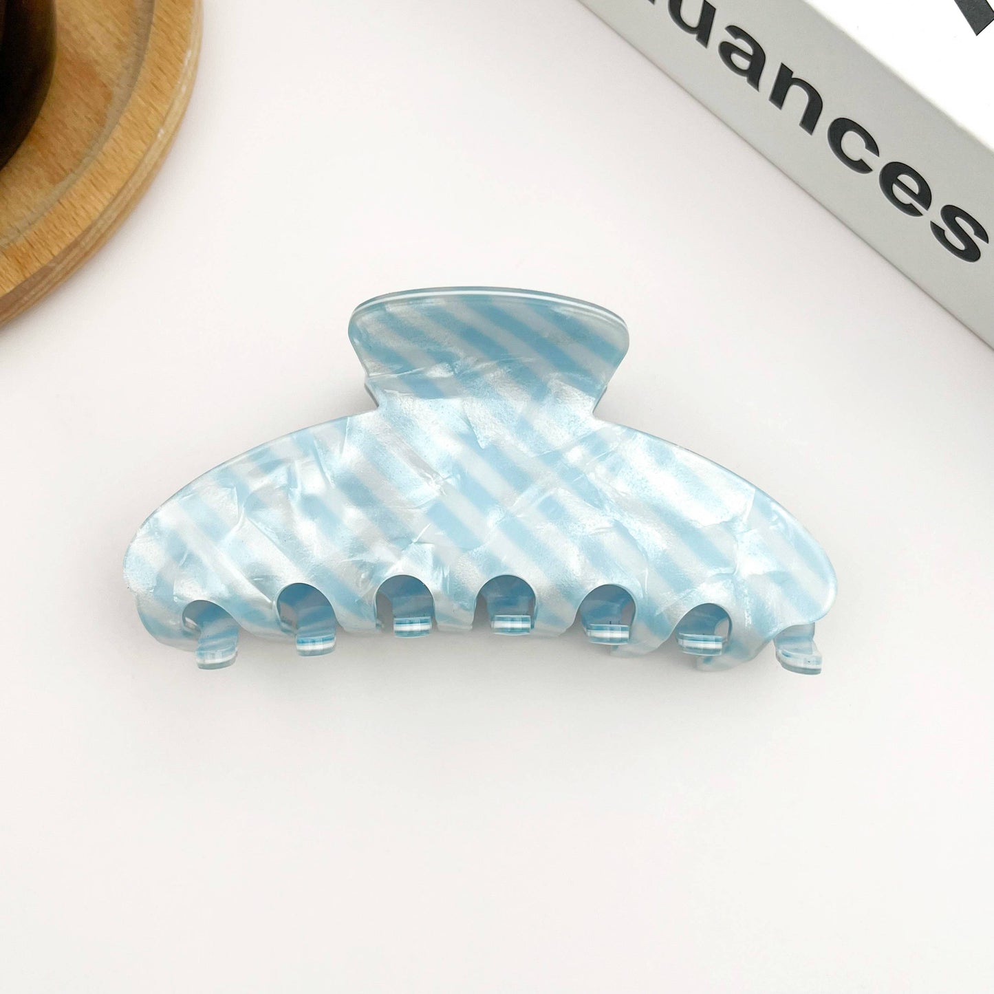 Classic Striped Oval Hair Claw Clip