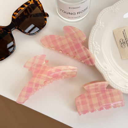 Fashion Color Contrast Plaid Acetate Hair Claws MK2PPM6W6HCP497