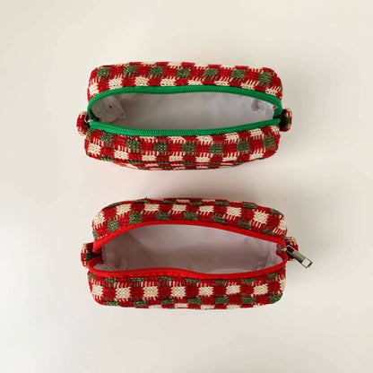 Christmas Color Block Knit Make Up Bag MK2BLW6W10BOB692