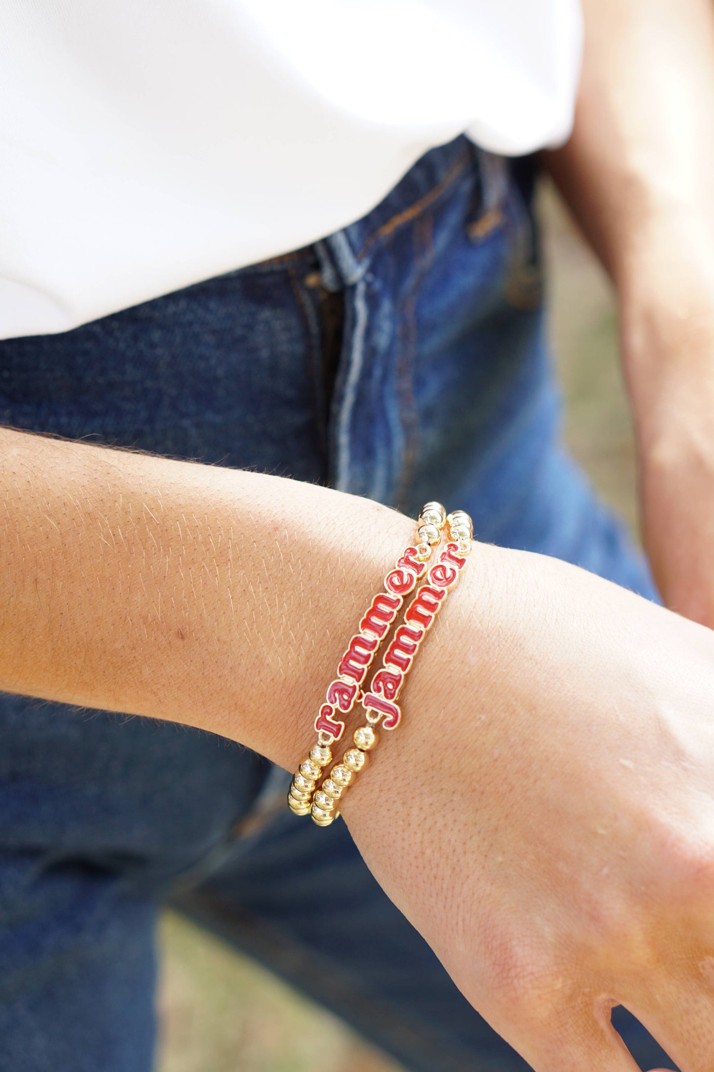 Alabama Crimson Tide Slogan Ball Bead Bracelet Set of 2