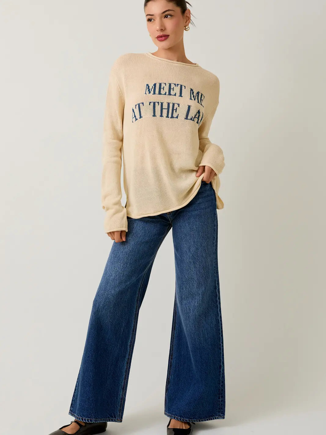Round Neck "Meet Me At the Lake" Lt Weight Sweater