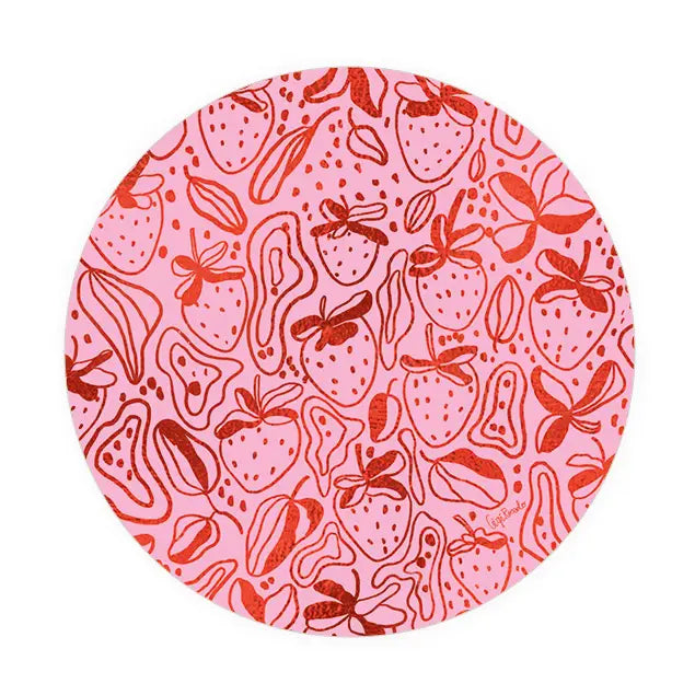 Pink Strawberries Seedlings Coaster