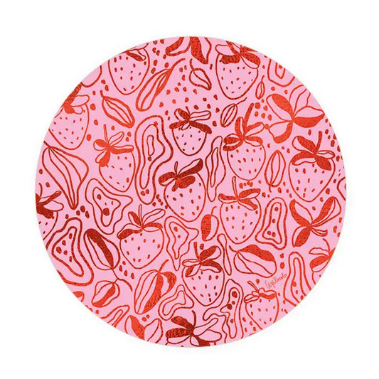 Pink Strawberries Seedlings Coaster