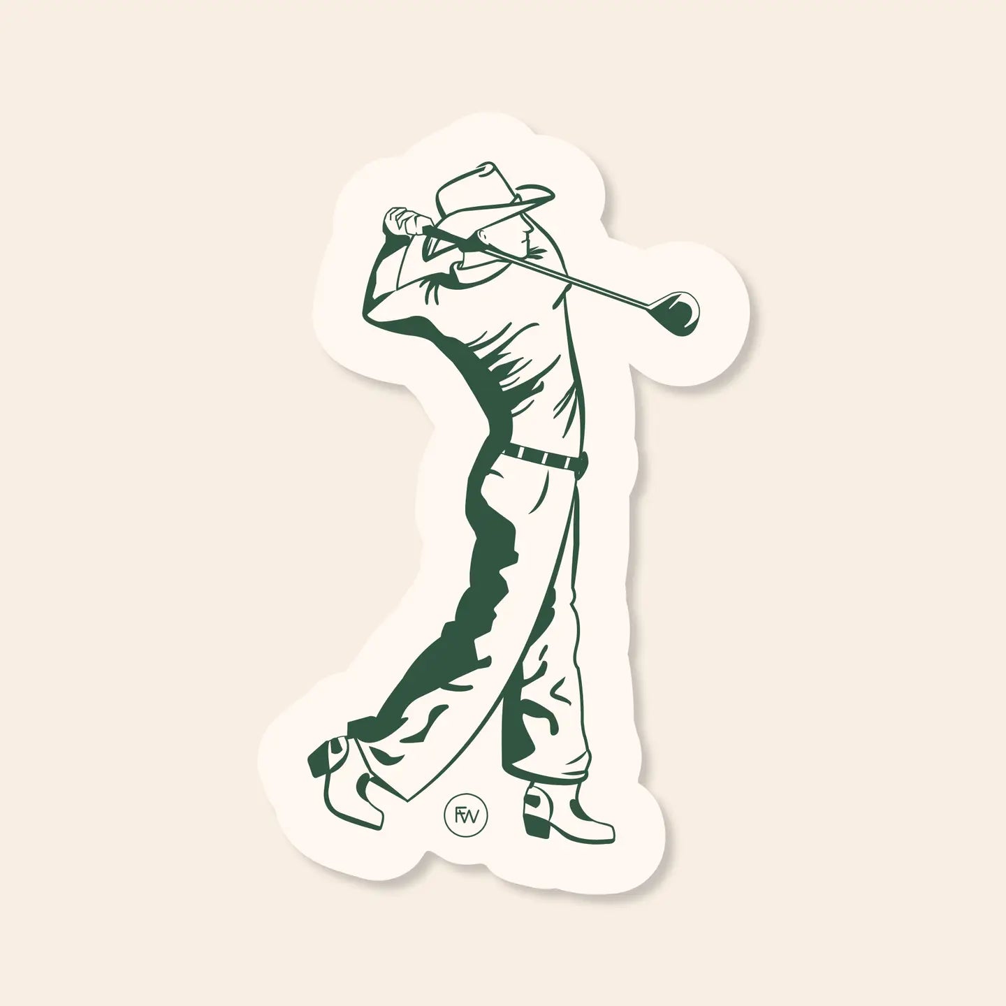 Golfing Cowboy Vinyl Sticker