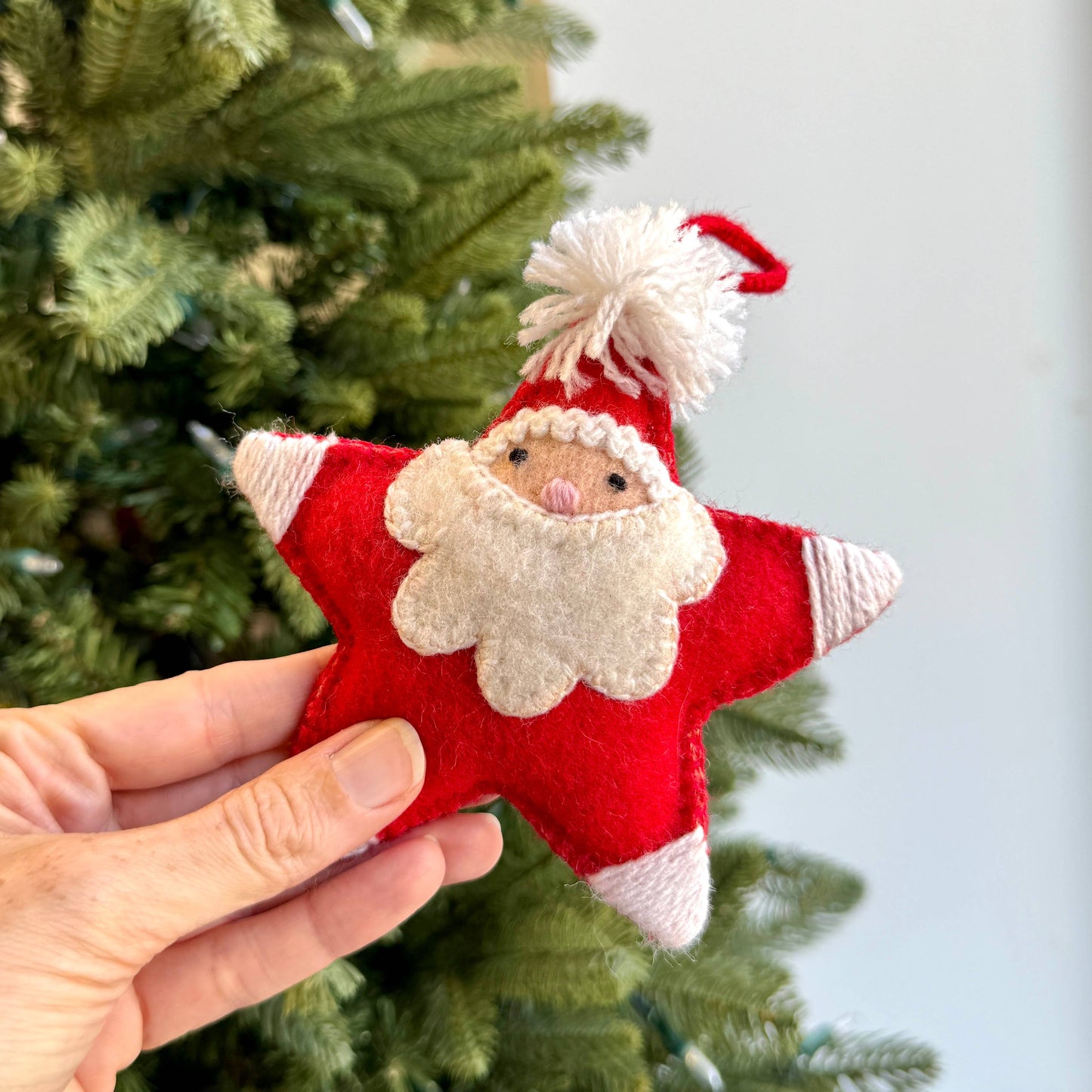 Star Santa Embroidered Christmas Ornament