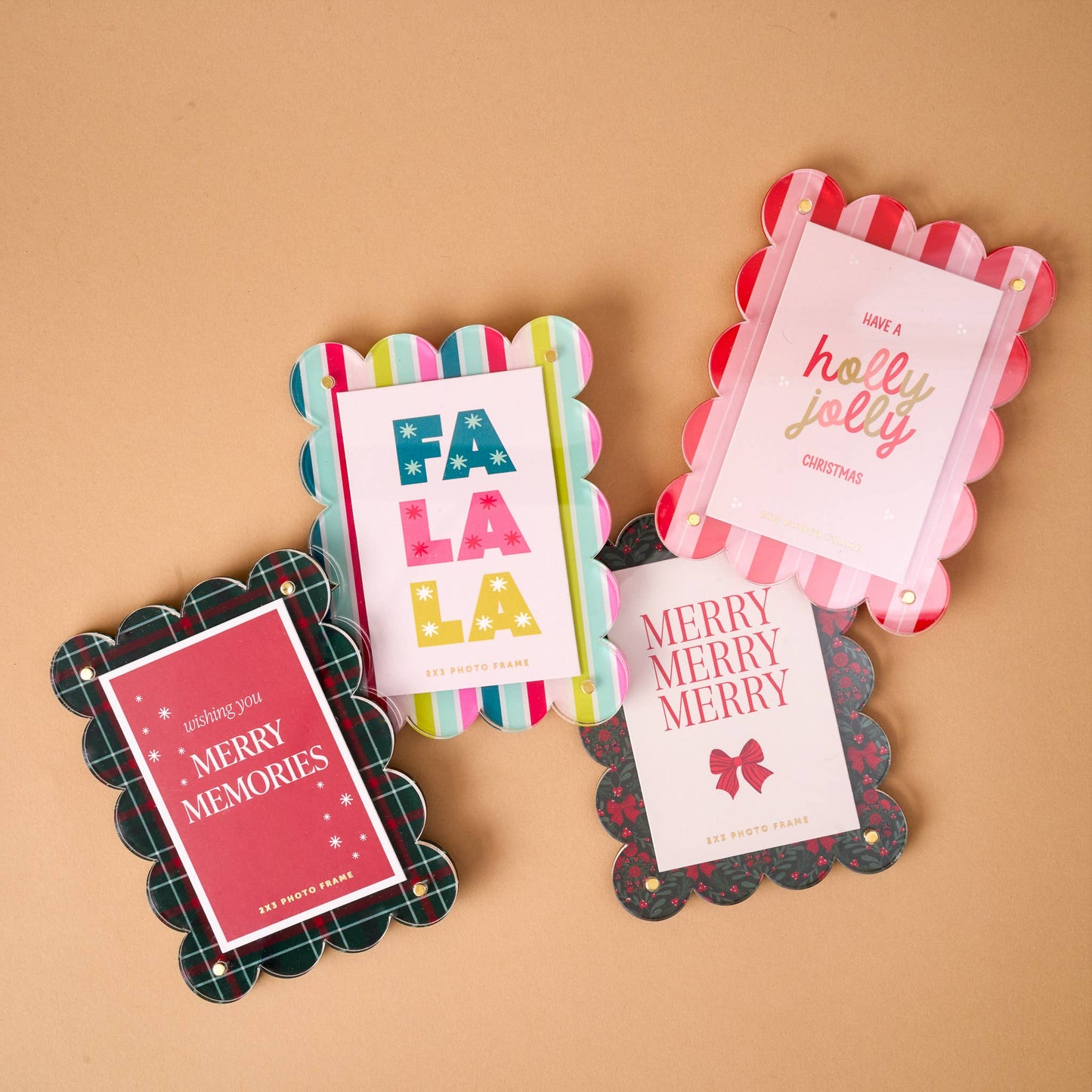 Mini Acrylic Picture Frame Magnet-Peppermint Stripes