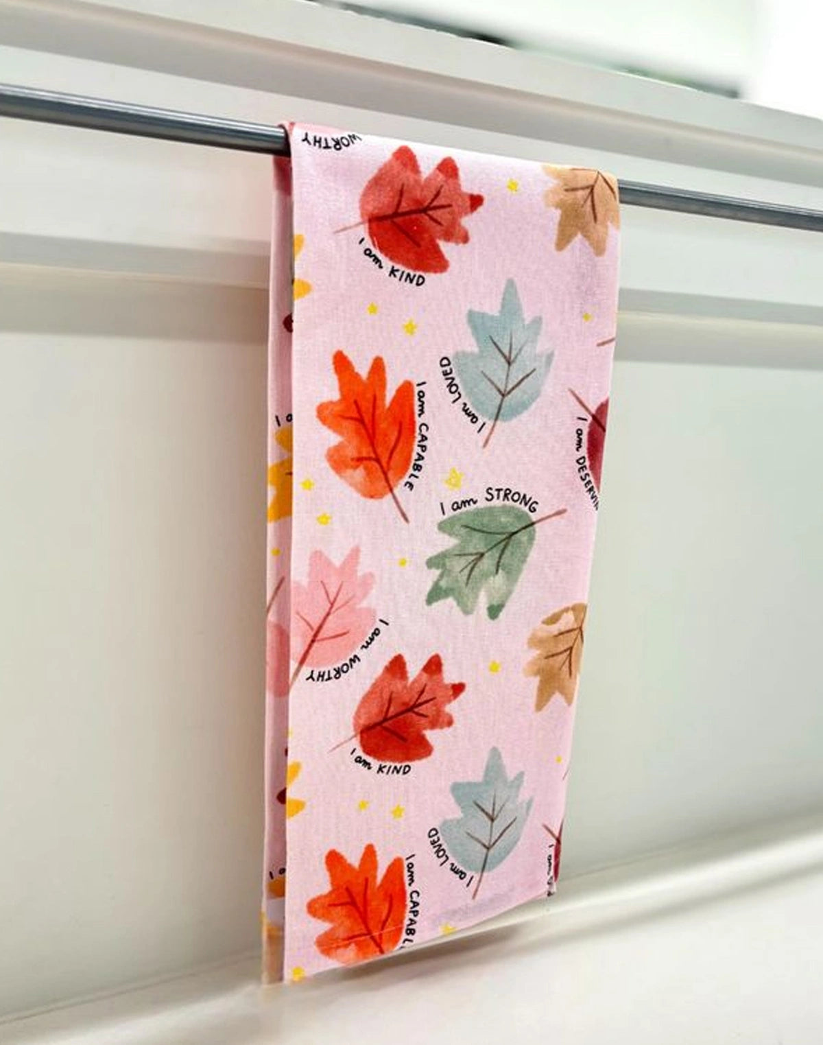 Autumn Leaves Affirmations Tea Towel