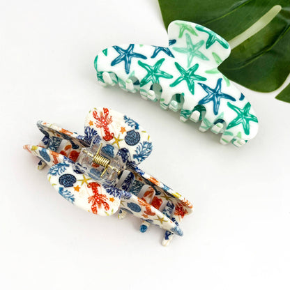 Coastal Sea Life Hair Claw Clip, Beach Style Hair Accessory