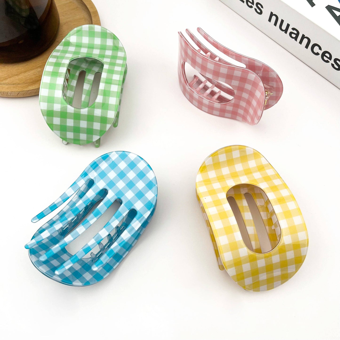 Acetate Gingham Large Claw Hair Clip