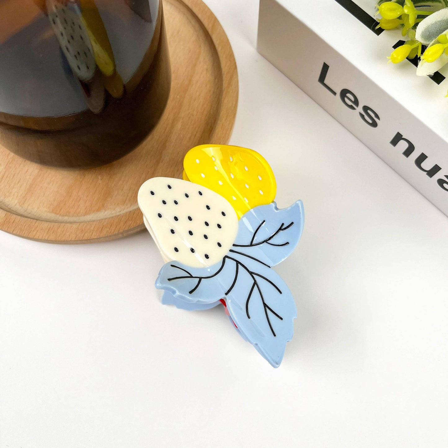 Two Strawberry Claw Clip, Fruit Hair Clip