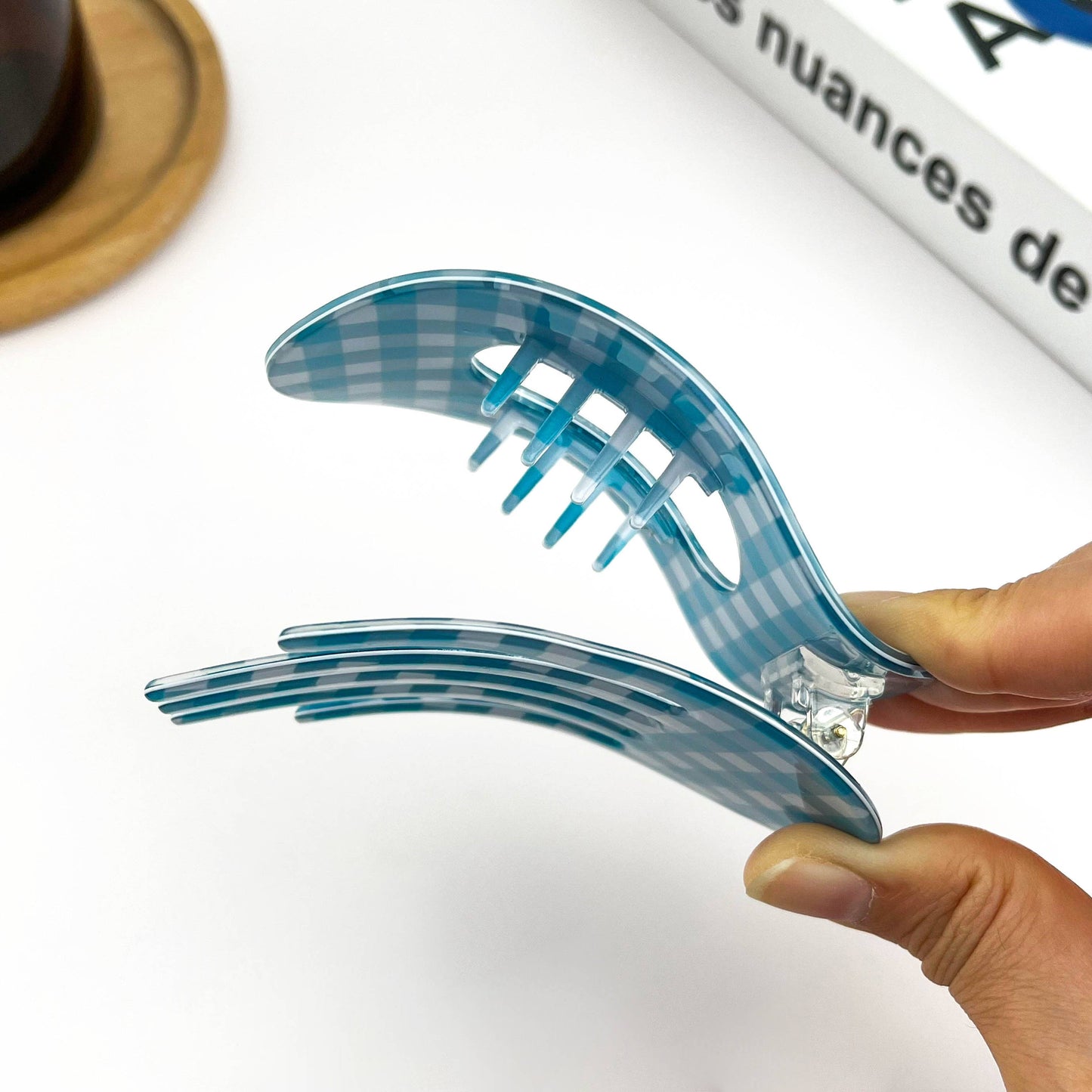 Acetate Gingham Large Claw Hair Clip