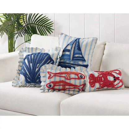 Coastal Lobster Tufted Hook Pillow