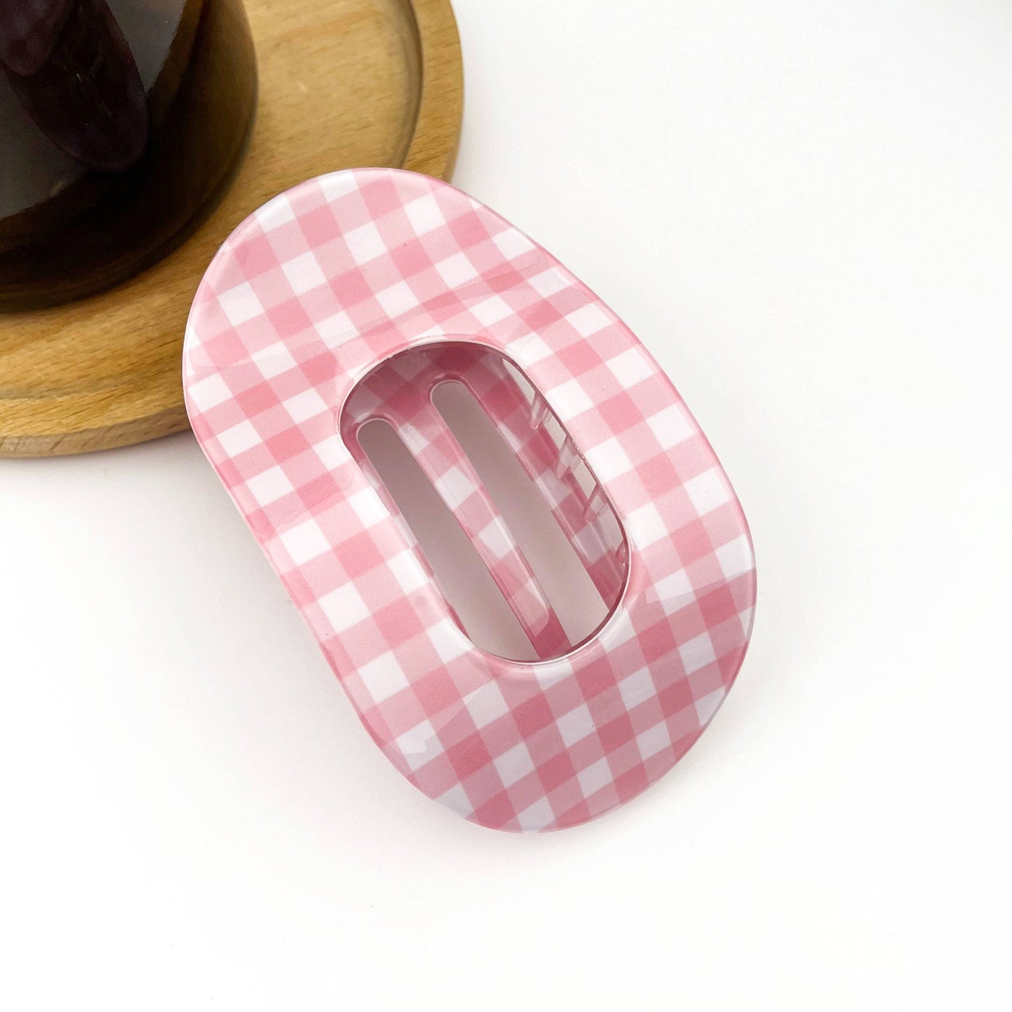 Acetate Gingham Large Claw Hair Clip