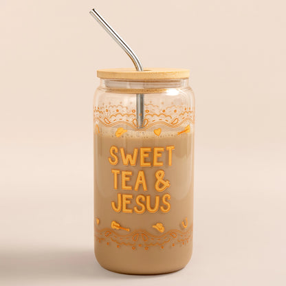 Sweet Tea & Jesus Western Glass Can