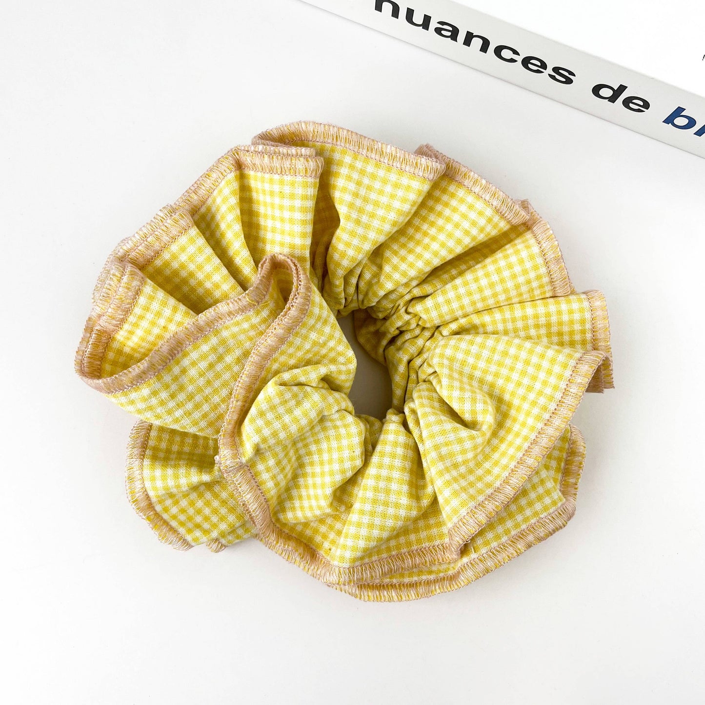 Diva Soap Retro Plaid Scrunchie – Double-Layered Two-Tone Hair Tie
