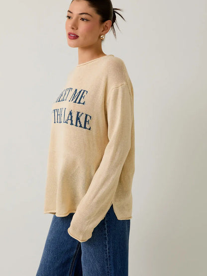 Round Neck "Meet Me At the Lake" Lt Weight Sweater
