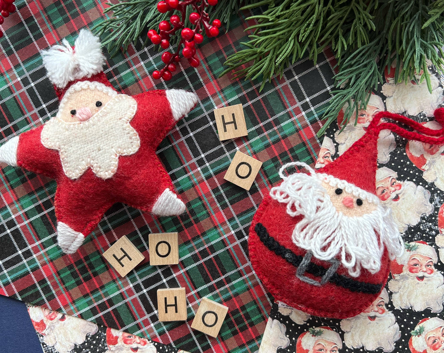 Star Santa Embroidered Christmas Ornament
